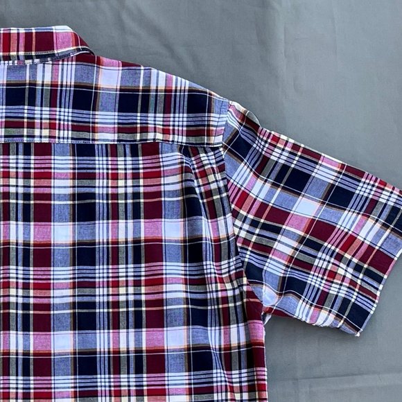 Old Navy Red Multicolor Plaid Button Down Shirt Men Size Large - Picture 9 of 13